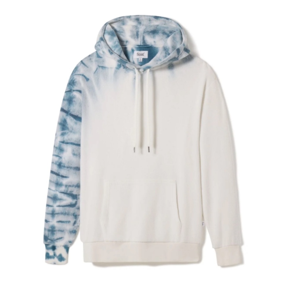 feat blanket blend tie dye white blue hoodie cozy oversized